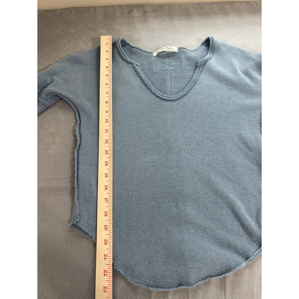 Free People Come & Get It Thermal Top Sz XS V Neck Grunge Boho Lounge Distressed - Picture 6 of 11